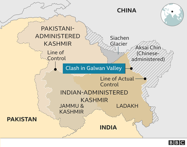 인도 중국 충돌 지역인 갈완 계곡. 사진=BBC