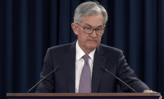 제롬 파월 Fed 의장이 FOMC 직후 가진 기자회견에서 모두발언을 하고 있다. 사진=Fed 동영상 캡쳐