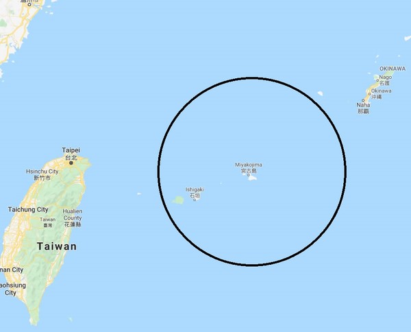 일본이 12식 지대함 미사일을 반입한 미야코지마와 12식 대함 미사일의 사거리. 사진=네이벌뉴스닷컴