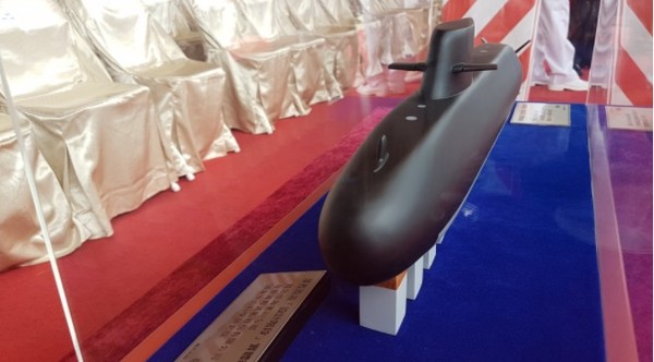 대만이 초도함 건조에 착수할 자체 개발 잠수함 모형. 사진=교도뉴스