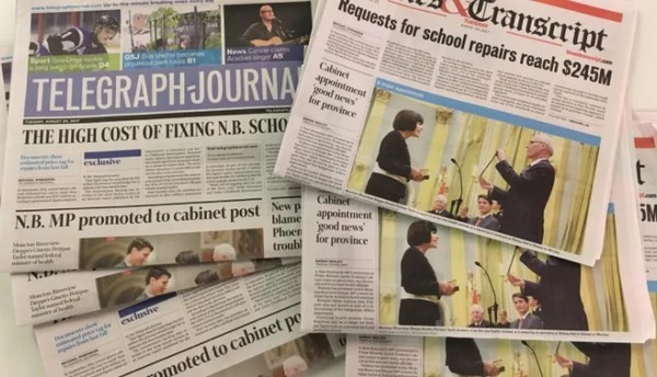 포스트미디어가 인수한 브런즈익뉴스가 발행해온 신문들. 사진=캐나다 CBC뉴스