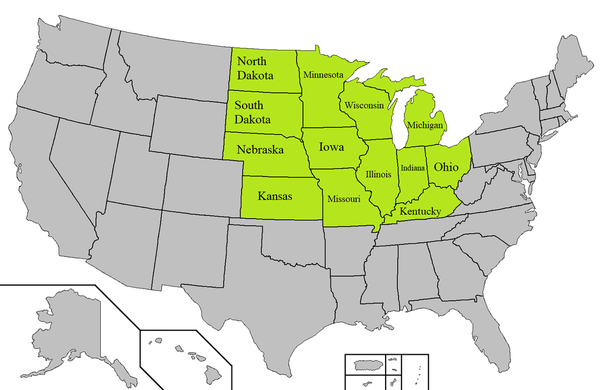 미국 콘벨트를 구성하는 주요 주들. 사진=위키피디아