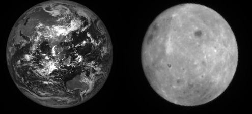 다누리가 촬영한 지구와 달의 모습. 사진=한국항공우주연구원