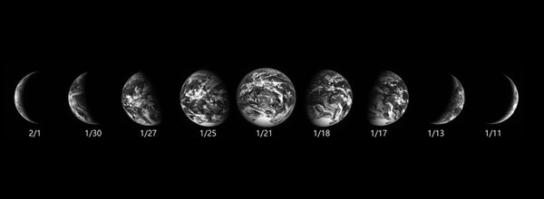 달에서 본 지구의 위상 변화 모습. 사진=한국항공우주연구원
