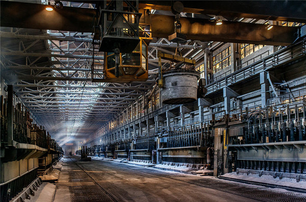 러시아 알루미늄 생산업체 루살의 시베리아 이르쿠츠크주 브라츠크 제련소 내부 모습.사진=루살