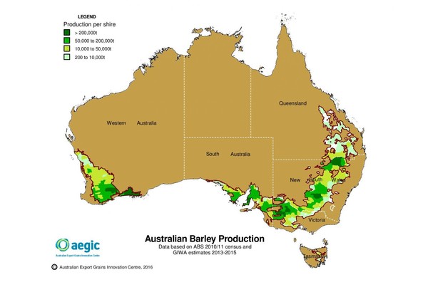 호주의 주요 보리농사 지역. 호주는 세계 잉여 맥주용 보리의 30~40%, 잉여 사료용 보리의 약 20%를 공급하는 국가다. 사진=발리오스트레일리아