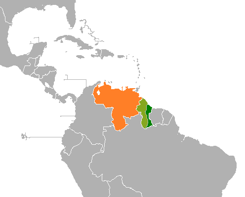 분쟁중인 남미의 베네수엘라와 가이아나 위치. 사진=위키피디아