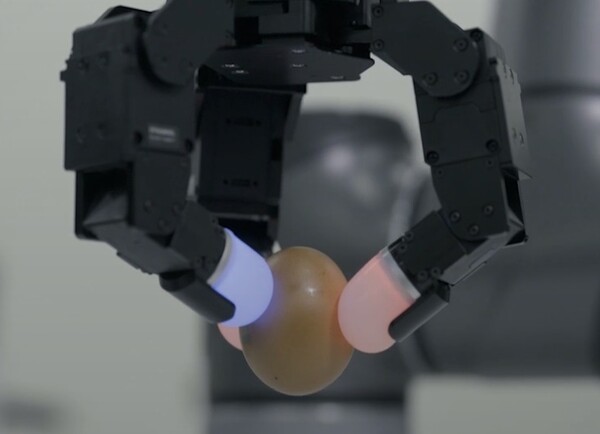 원익로보틱스의 로봇손 '알레그로 핸드'가 계란을 집어올리고 있다.사진=원익로보틱스