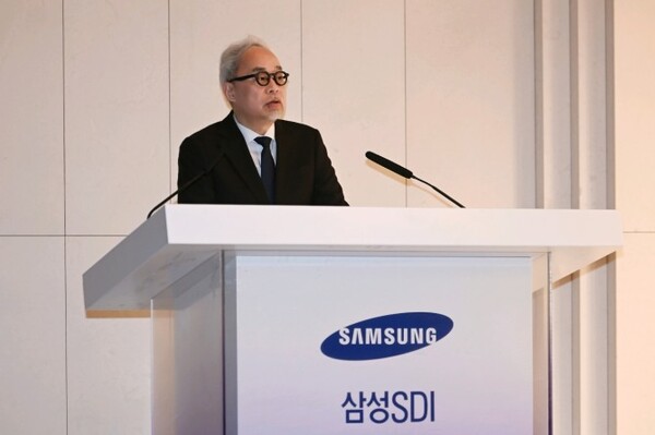 최주선 삼성SDI 사장이 18일 정기주주총회에서 발언하고 있다.사진=삼성SDI