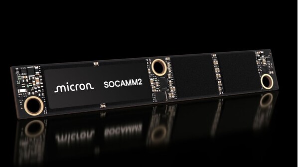 미국 반도체 업체 마이크론 테크놀러지의 LPDDR5X 기반 소캠2(SOCAMM2) D램 모듈. 사진=마이크론