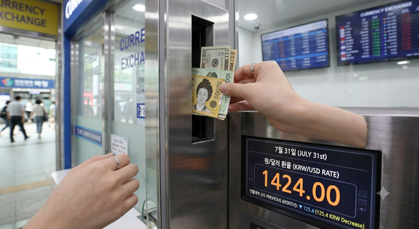원달러 환율이 하반기에 1300원대 후반까지 내려갈 것이라는 전망이 나왔다. . 원달러 환율은 지난달 31일 1424원에 주간 거래를 마쳤다. 사진은 구글 제미나이 생성 이미지. 사진=구글 제미나이
